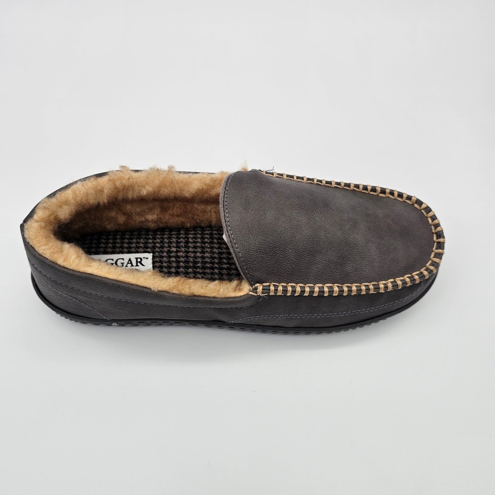 Haggar Mens Slippers Memory Foam Indoor‎ Outdoor Moccasin Grey Size L 9.5-10.5